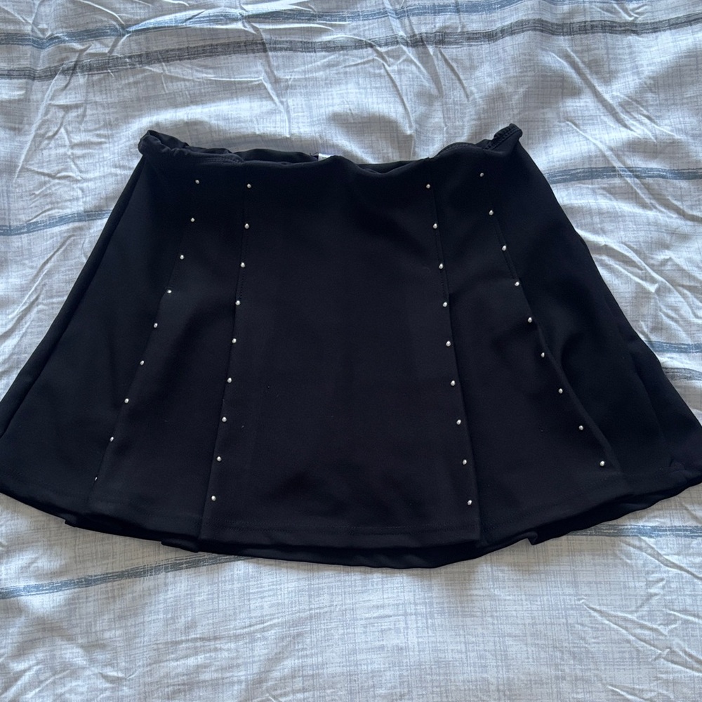 Elegant Black Skirt with Pearl Accents